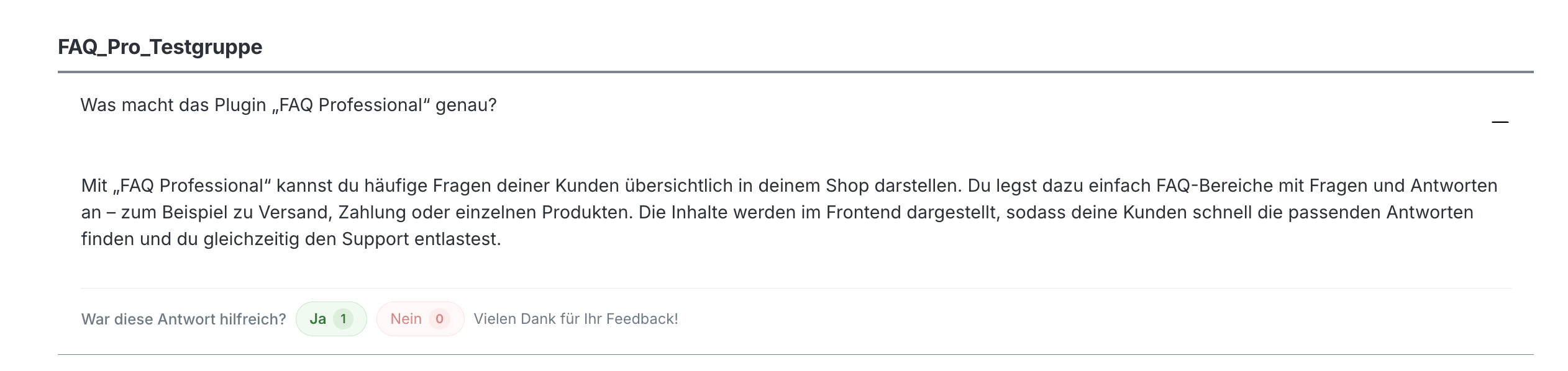 Bewertung einer Antwort in der Storefront